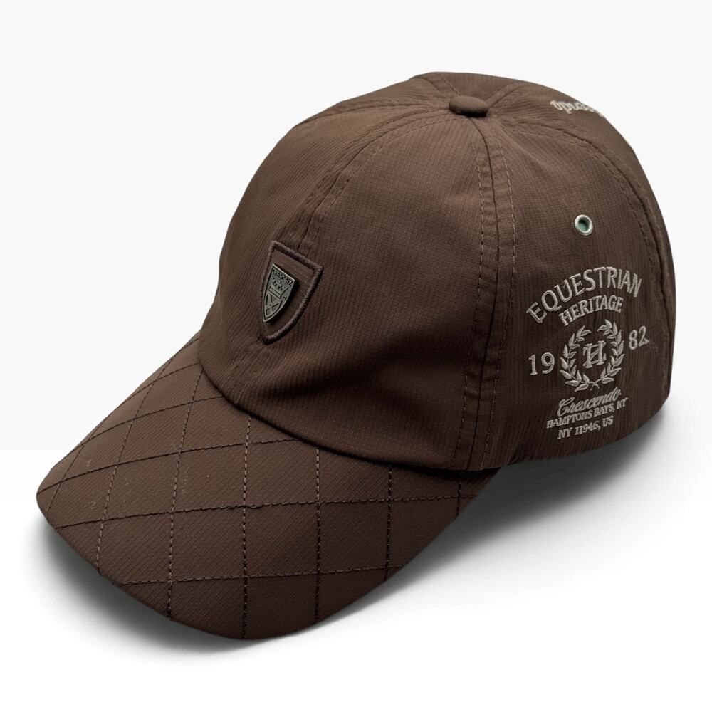 Cresc HZ Crescendo Equestrian Heritage Brown Quilted Strapback Hat Cap